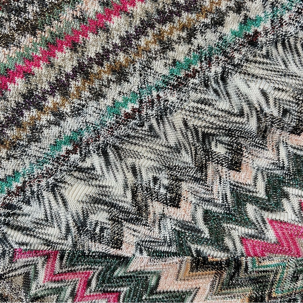 Missoni Multicolor Zig Zag Chevron Metallic Knitted V-Neck Midi Bodycon Dress 4 - Picture 4 of 16
